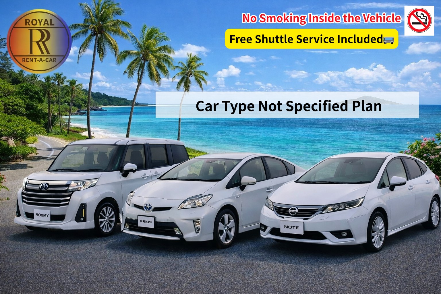 Non-Smoking Random Car Plan (NOTE / PRIUS / ROOMY) Free Airport Shuttle Included